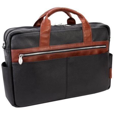 MCKLEINUSA McKlein USA 19102 17 in. U Series Southport Leather Two-Tone Dual-Compartment Laptop & Tablet Briefcase; Black 19102